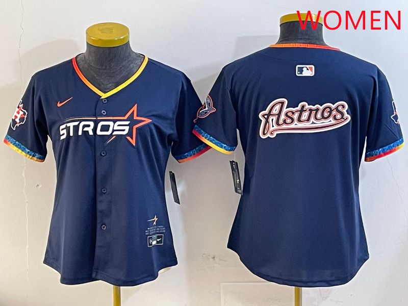 Women Houston Astros Blank Drak Blue Fourth generation Joint Name 2025 Nike MLB Jersey style 10->women mlb jersey->Women Jersey